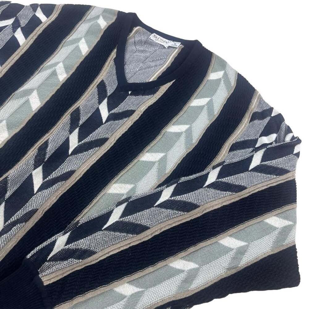 Vintage 90s US Made St. Croix Multicolor Geometric Knit Polo Pullover Mens XL
